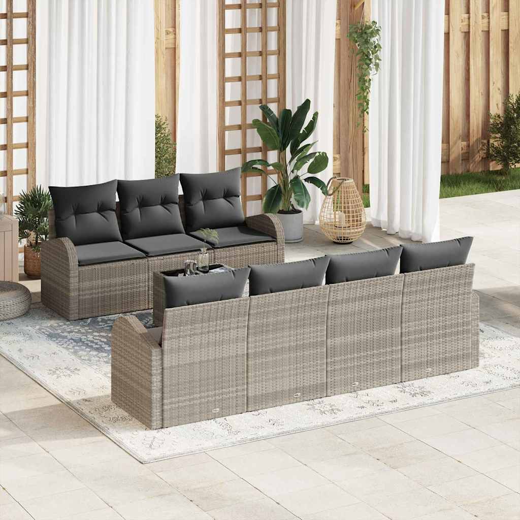 vidaXL Zestaw Sof na Ogród Jasnoszary 55 x 55 x 37 cm polirattan
