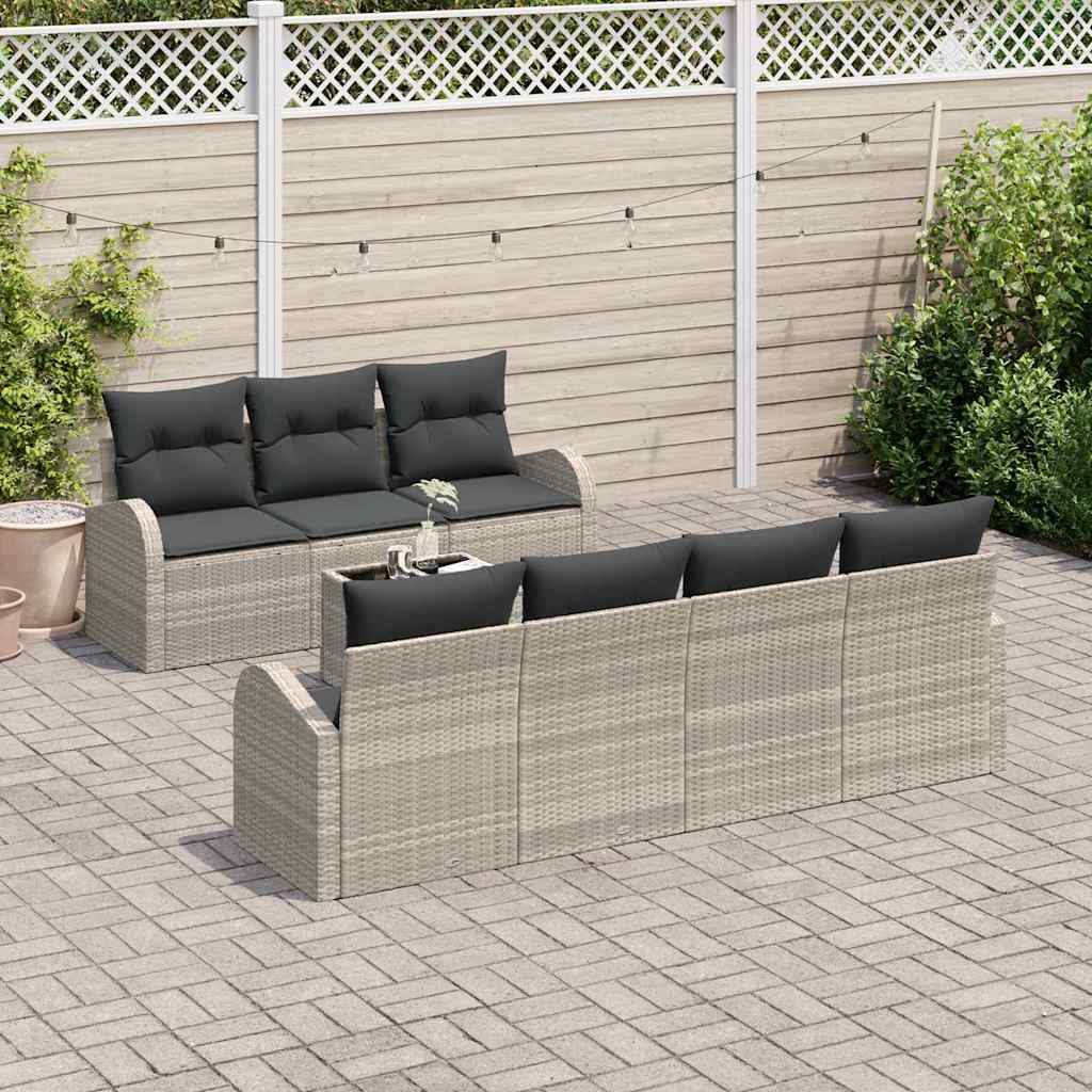 vidaXL Zestaw Sof na Ogród Jasnoszary 55 x 55 x 37 cm polirattan