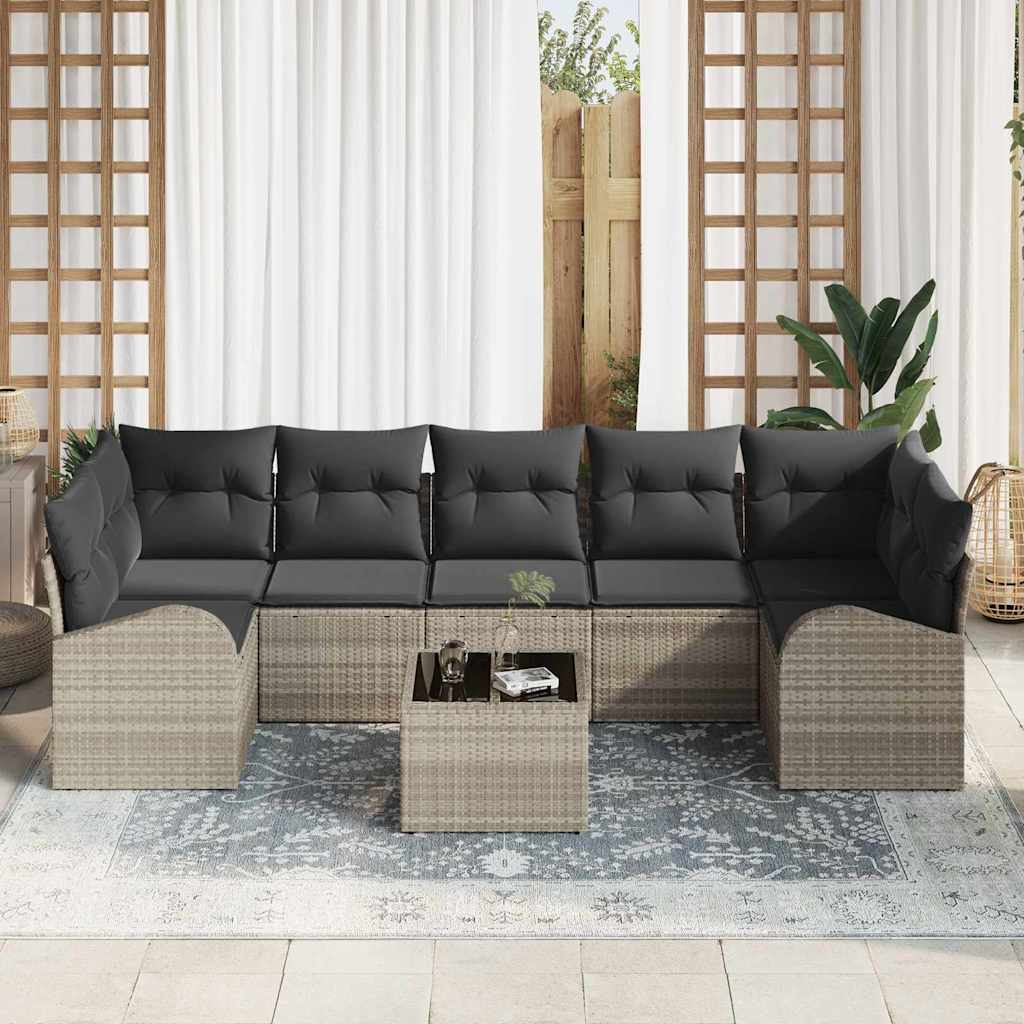 vidaXL Zestaw Sof na Ogród Jasnoszary 55 x 55 x 37 cm polirattan