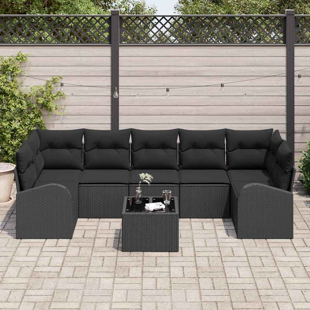 vidaXL Zestaw Sof na Ogród Czarny 55 x 55 x 37 cm polirattan
