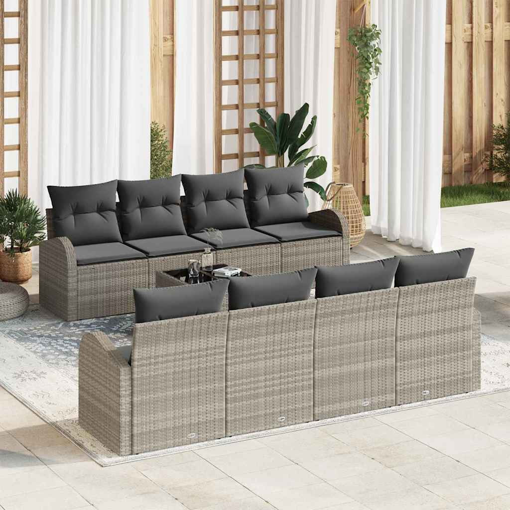 vidaXL Zestaw Sof na Ogród Jasnoszary 55 x 55 x 37 cm polirattan