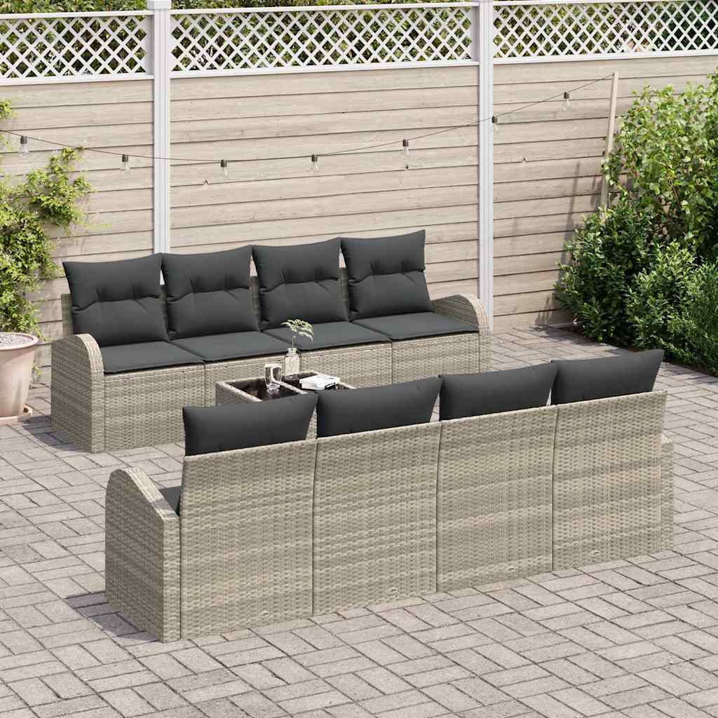vidaXL Zestaw Sof na Ogród Jasnoszary 55 x 55 x 37 cm polirattan