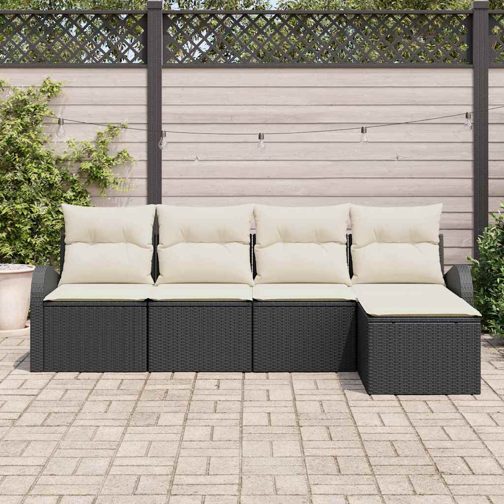 vidaXL Zestaw Sof na Ogród 5 pcs Czarny polirattan