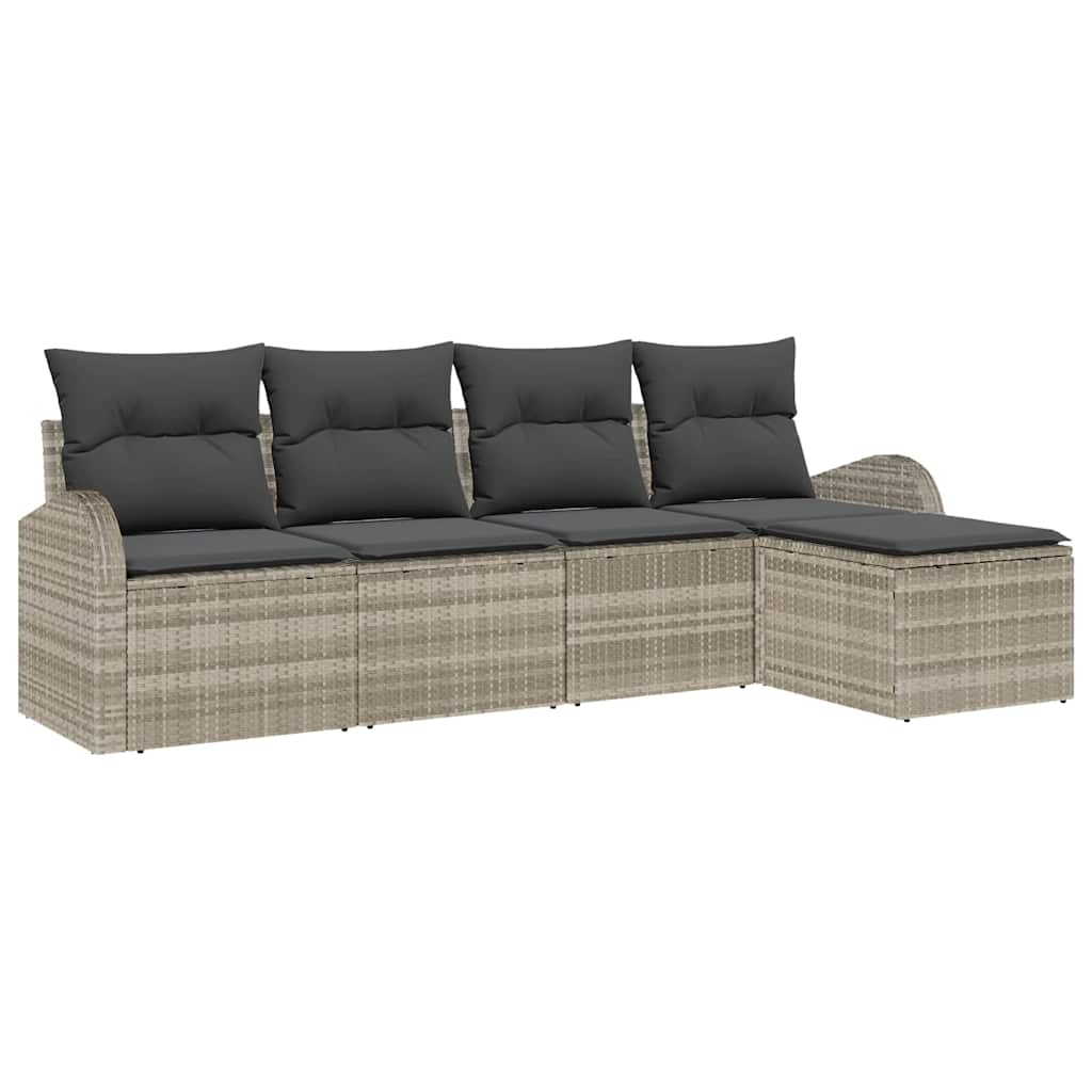 vidaXL Zestaw Sof na Ogród 5 pcs Jasnoszary polirattan