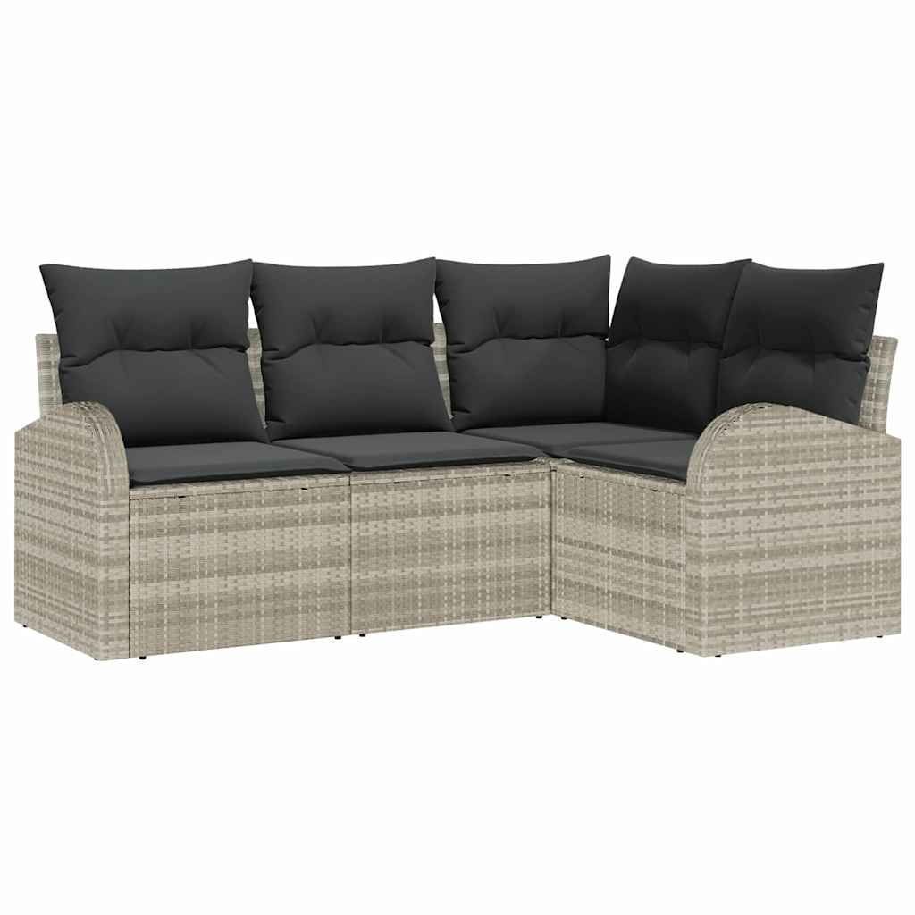 vidaXL Zestaw Sof na Ogród 4 pcs Jasnoszary polirattan