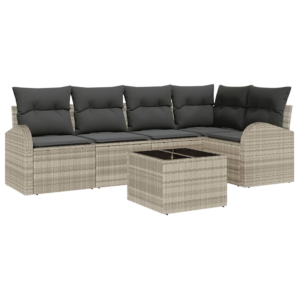 vidaXL Zestaw Sof z poduszką 6 pcs Jasnoszary Poliester