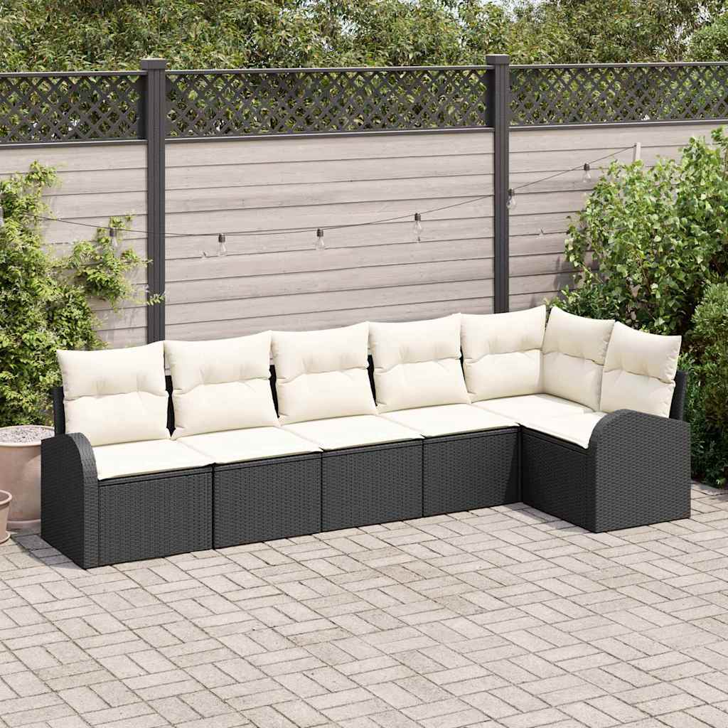 vidaXL Zestaw Sof na Ogród z poduszką 6 pcs Czarny Polirattan
