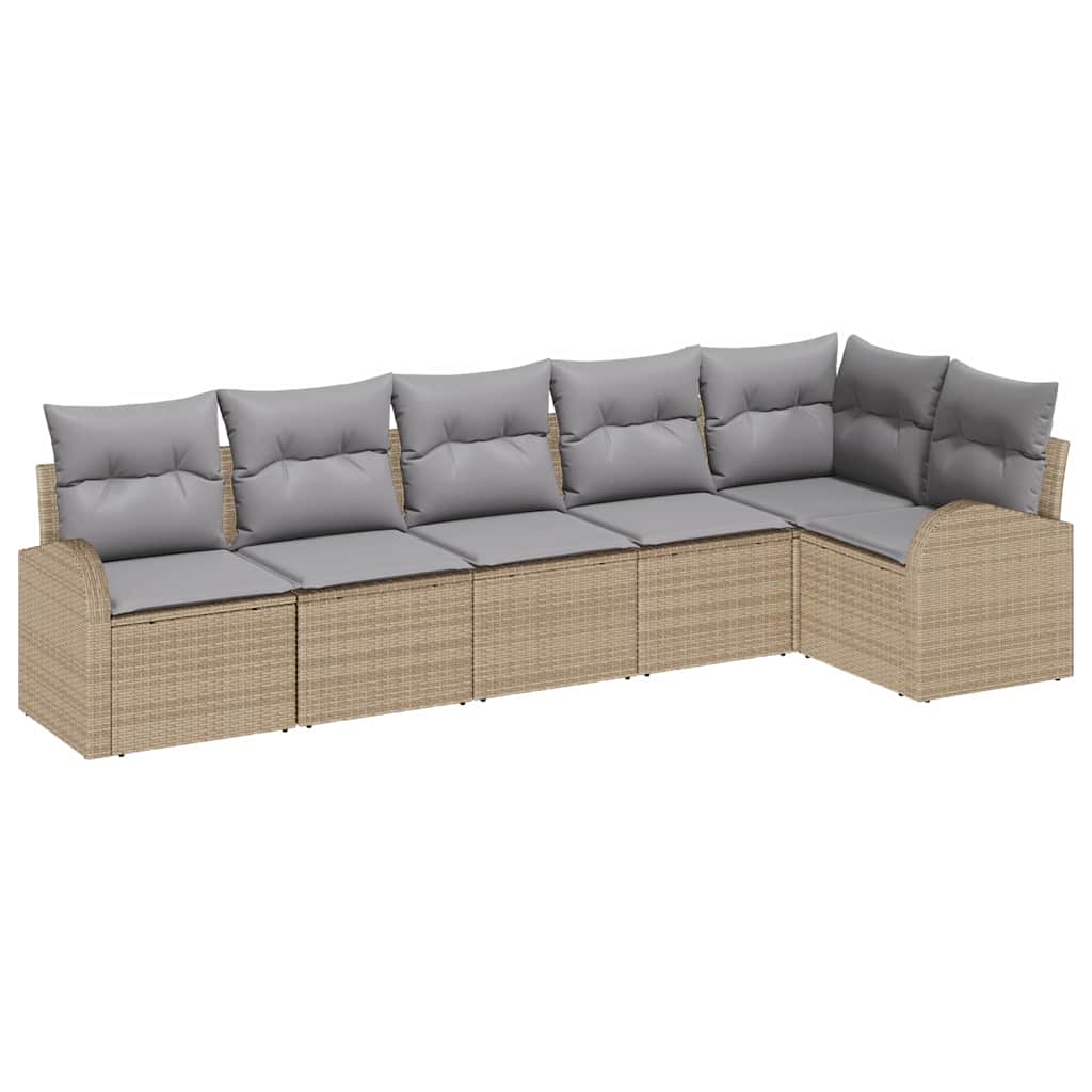 vidaXL Zestaw Sof na Ogród z poduszką 6 pcs Beżowy Polirattan