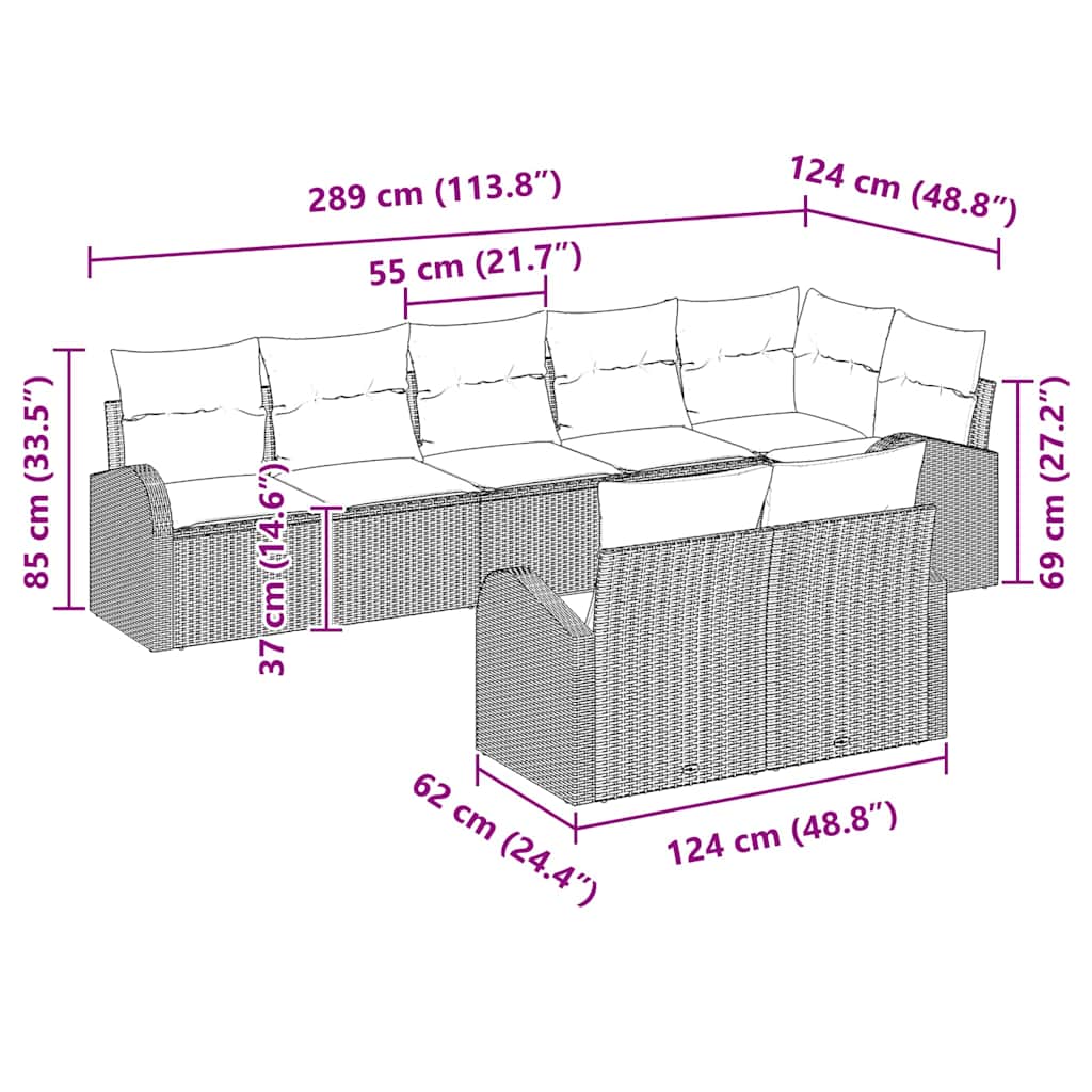 vidaXL Zestaw Sof na Ogród 8 pcs polirattan
