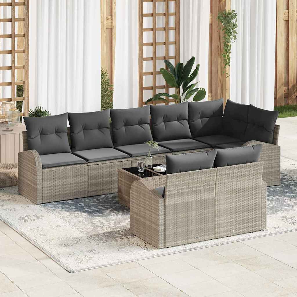 vidaXL Zestaw Sof na Ogród Jasnoszary 55 x 55 x 37 cm polirattan