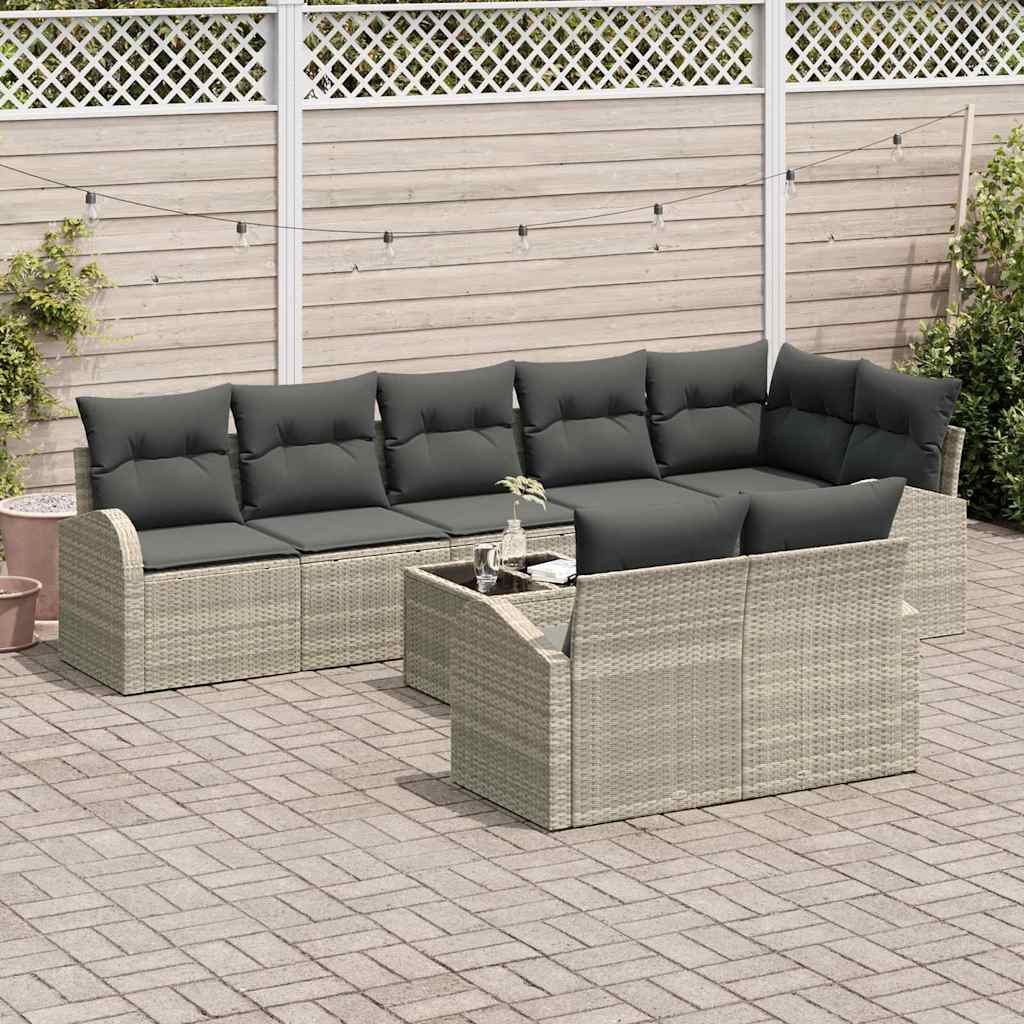vidaXL Zestaw Sof na Ogród Jasnoszary 55 x 55 x 37 cm polirattan