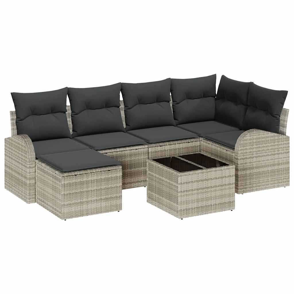 vidaXL Zestaw Sof na Ogród 7 pcs Jasnoszary polirattan