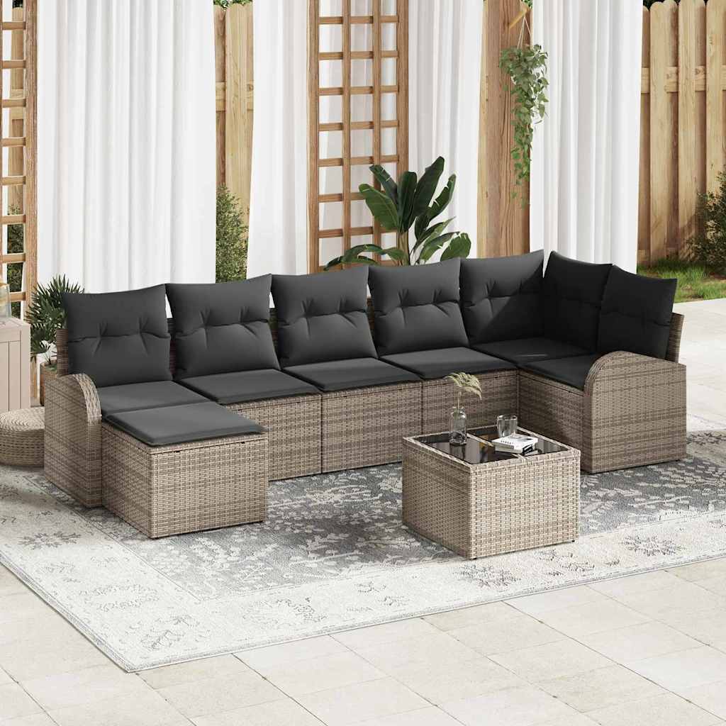 vidaXL Zestaw Sof na Ogród z poduszką 8 pcs Szary Polirattan