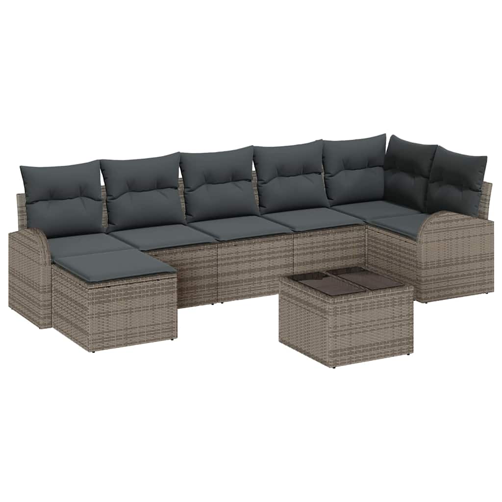 vidaXL Zestaw Sof na Ogród z poduszką 8 pcs Szary Polirattan