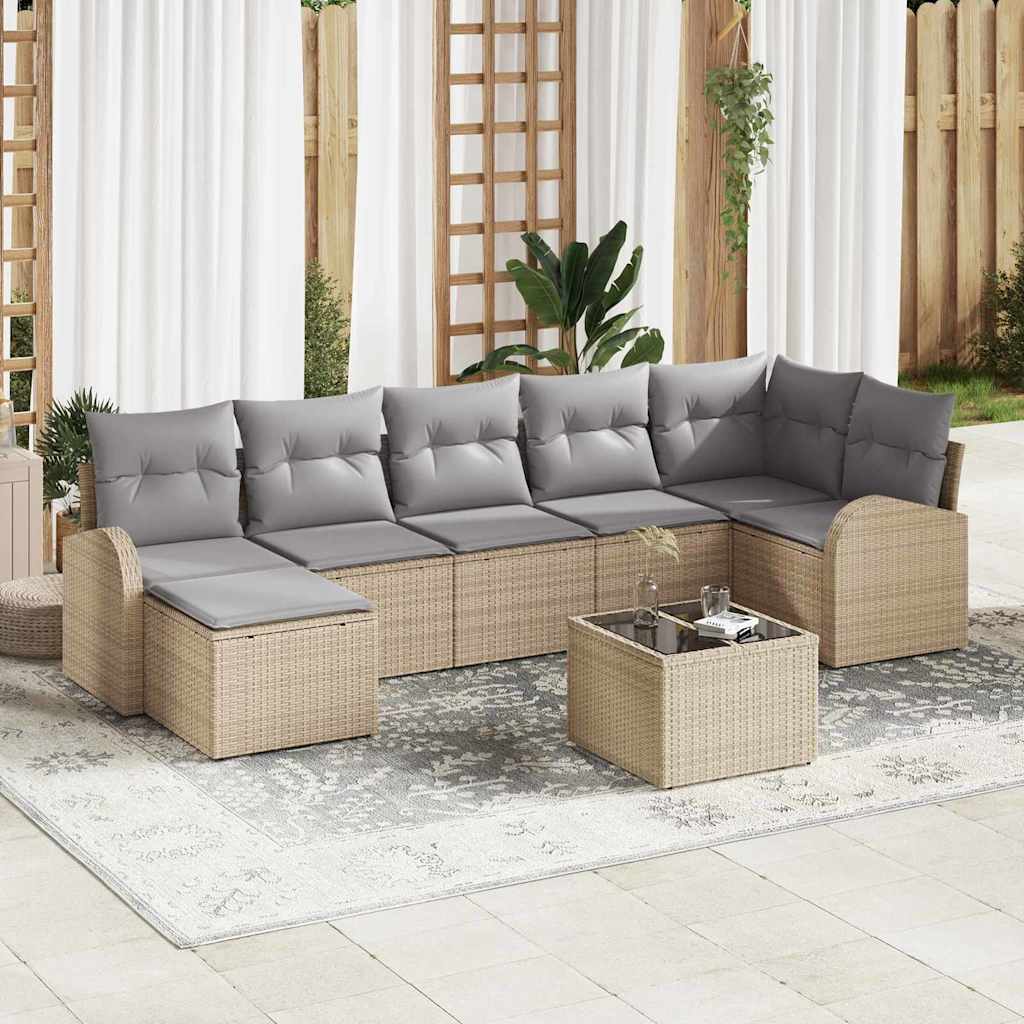vidaXL Zestaw Sof na Ogród z poduszką 8 pcs Beżowy Polirattan