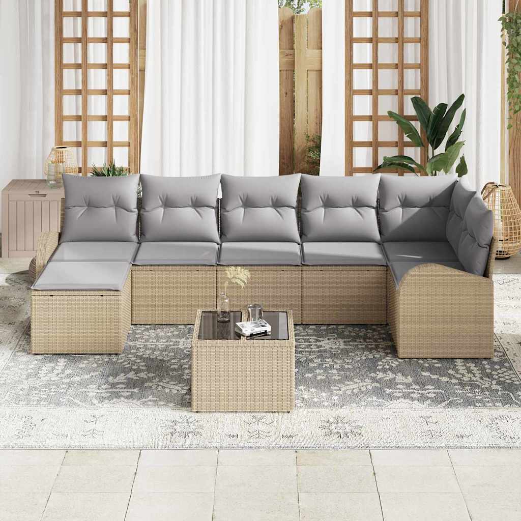 vidaXL Zestaw Sof na Ogród z poduszką 8 pcs Beżowy Polirattan