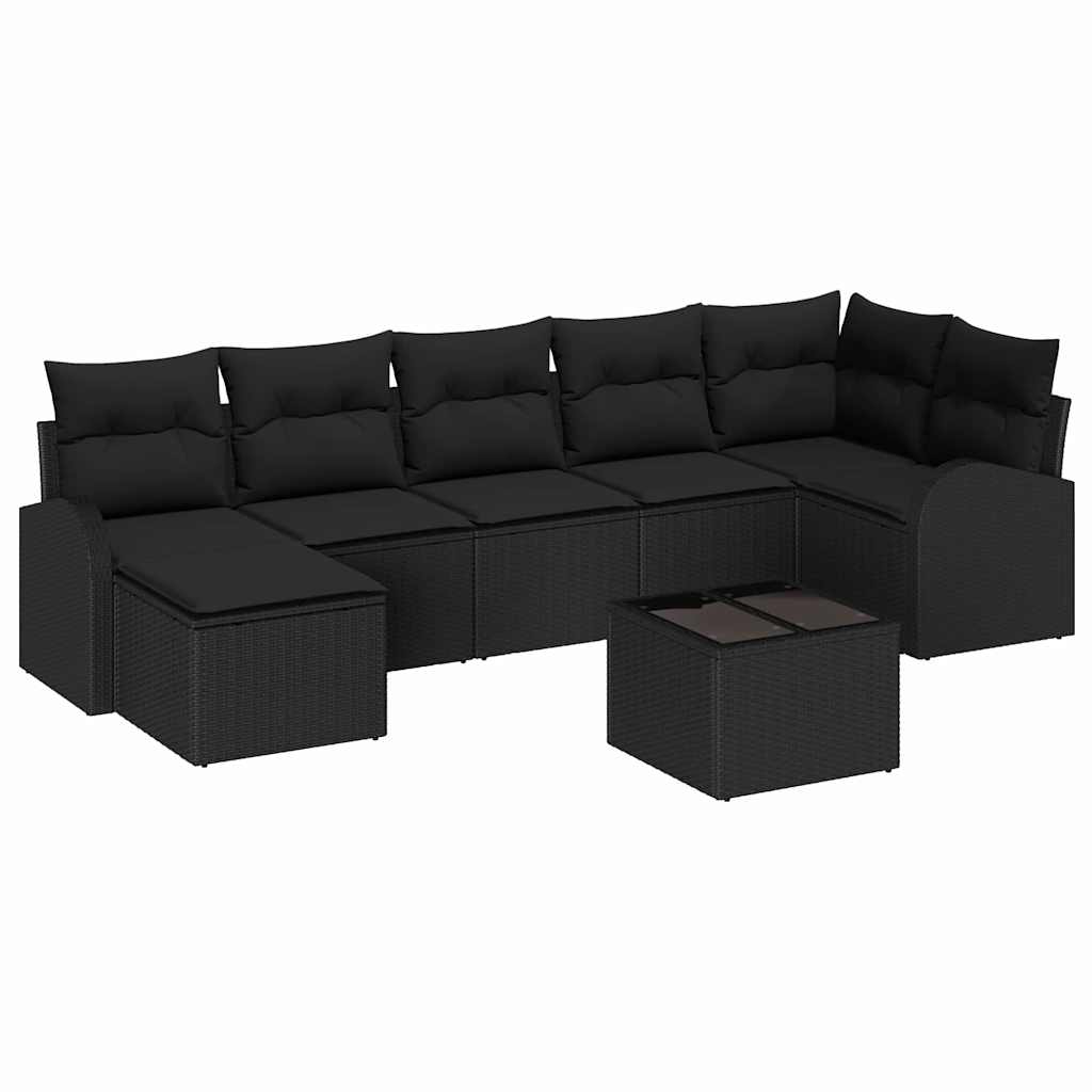 vidaXL Zestaw Sof na Ogród z poduszką 8 pcs Czarny Polirattan