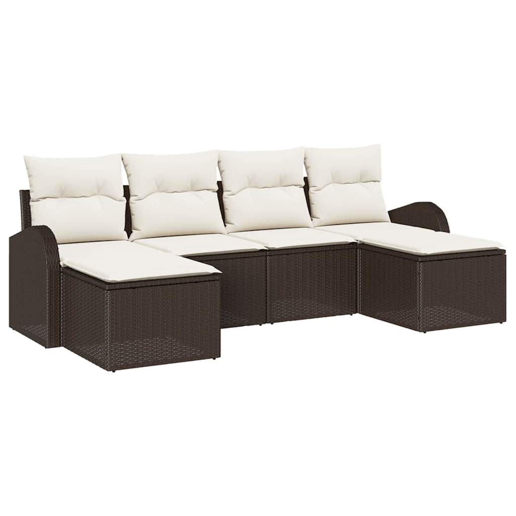 vidaXL Zestaw Sof na Ogród z poduszką 6 pcs Brązowy Rattan poli