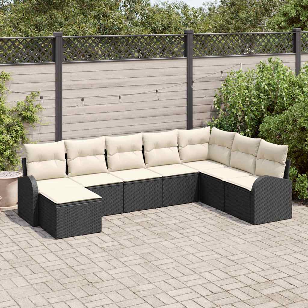 vidaXL Zestaw Sof na Ogród 8 szt. Czarny [Syntetyczny]: Rattan poli