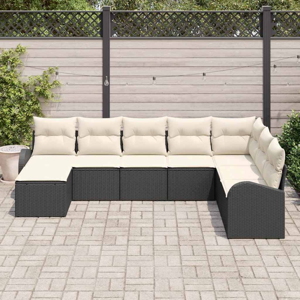 vidaXL Zestaw Sof na Ogród 8 szt. Czarny [Syntetyczny]: Rattan poli