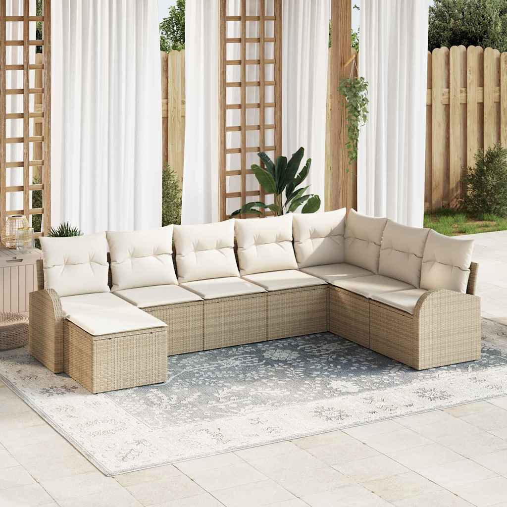 vidaXL Zestaw Sof na Ogród z poduszką 8 pcs Beżowy Rattan poli