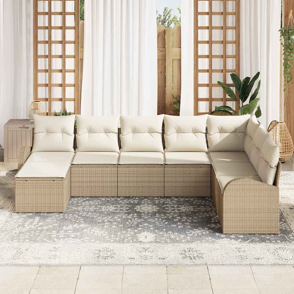 vidaXL Zestaw Sof na Ogród z poduszką 8 pcs Beżowy Rattan poli