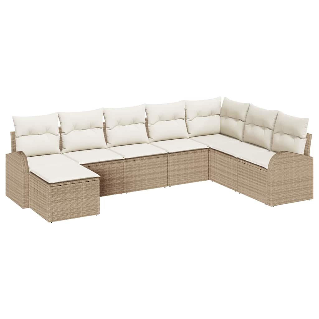 vidaXL Zestaw Sof na Ogród z poduszką 8 pcs Beżowy Rattan poli