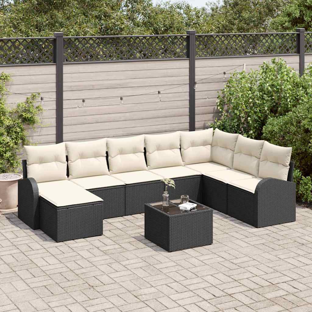 vidaXL Zestaw Sof na Ogród 9 szt. Czarny [Syntetyczny]: Rattan poli