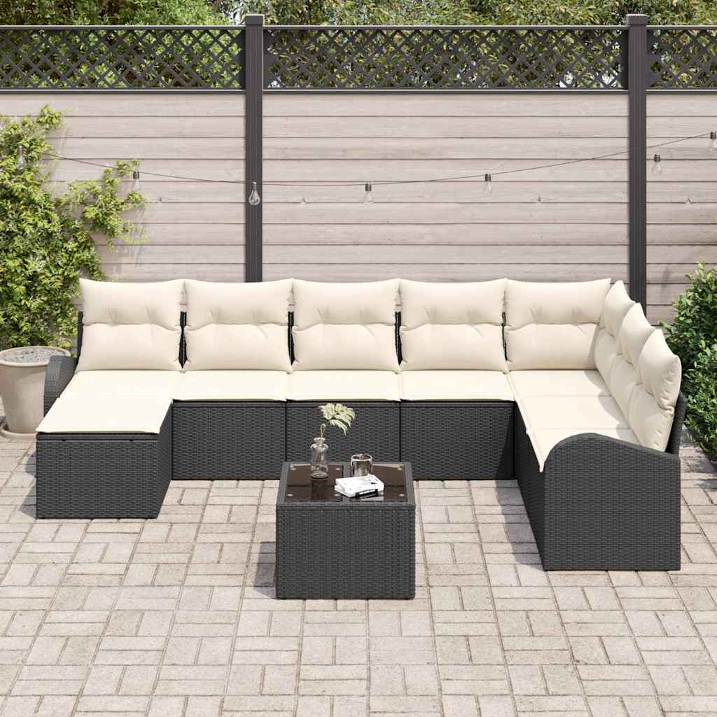 vidaXL Zestaw Sof na Ogród 9 szt. Czarny [Syntetyczny]: Rattan poli