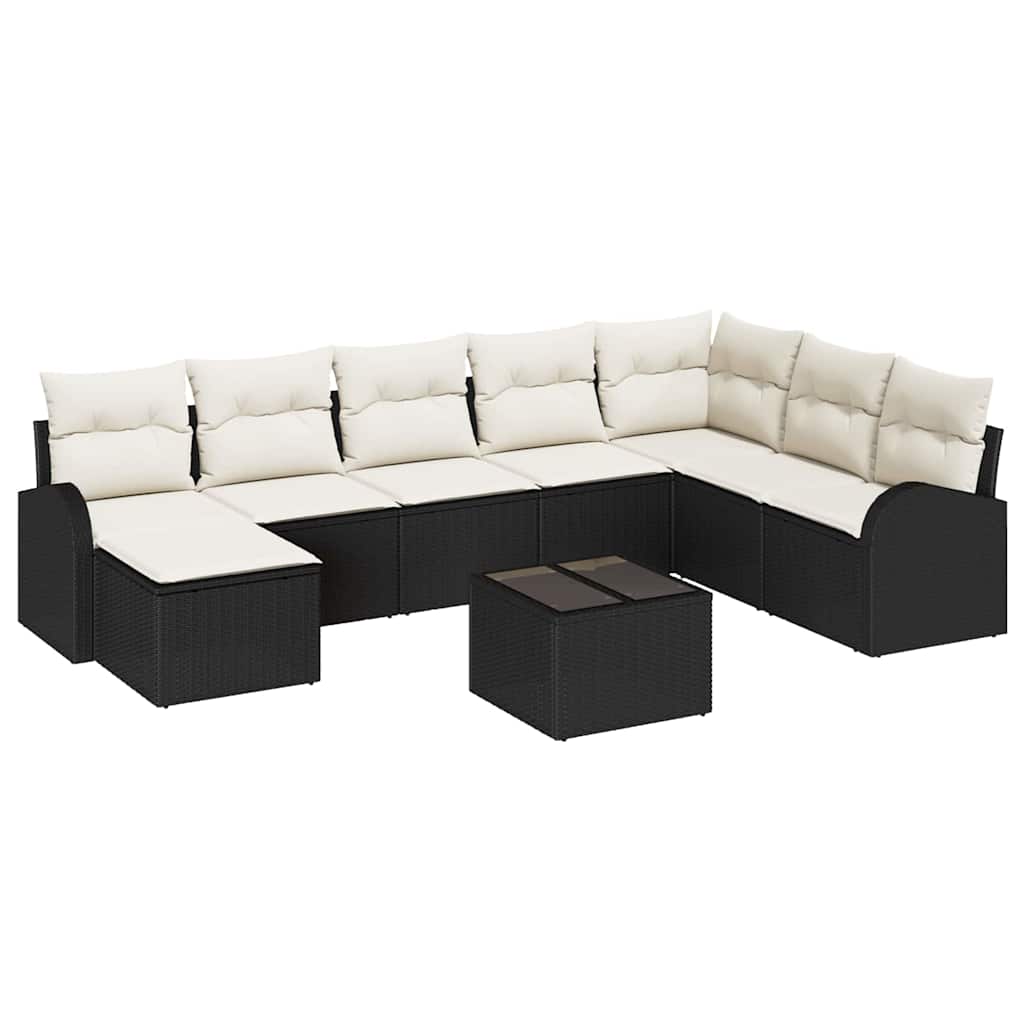 vidaXL Zestaw Sof na Ogród 9 szt. Czarny [Syntetyczny]: Rattan poli