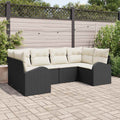 vidaXL Zestaw Sof na Ogród z poduszką 6 pcs Czarny Rattan poli