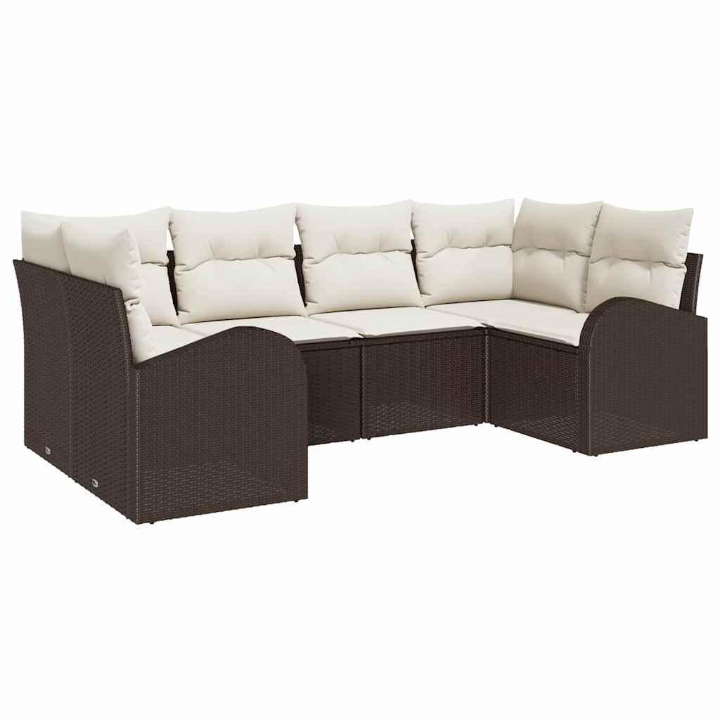 vidaXL Zestaw Sof na Ogród z poduszką 6 pcs Brązowy Rattan poli
