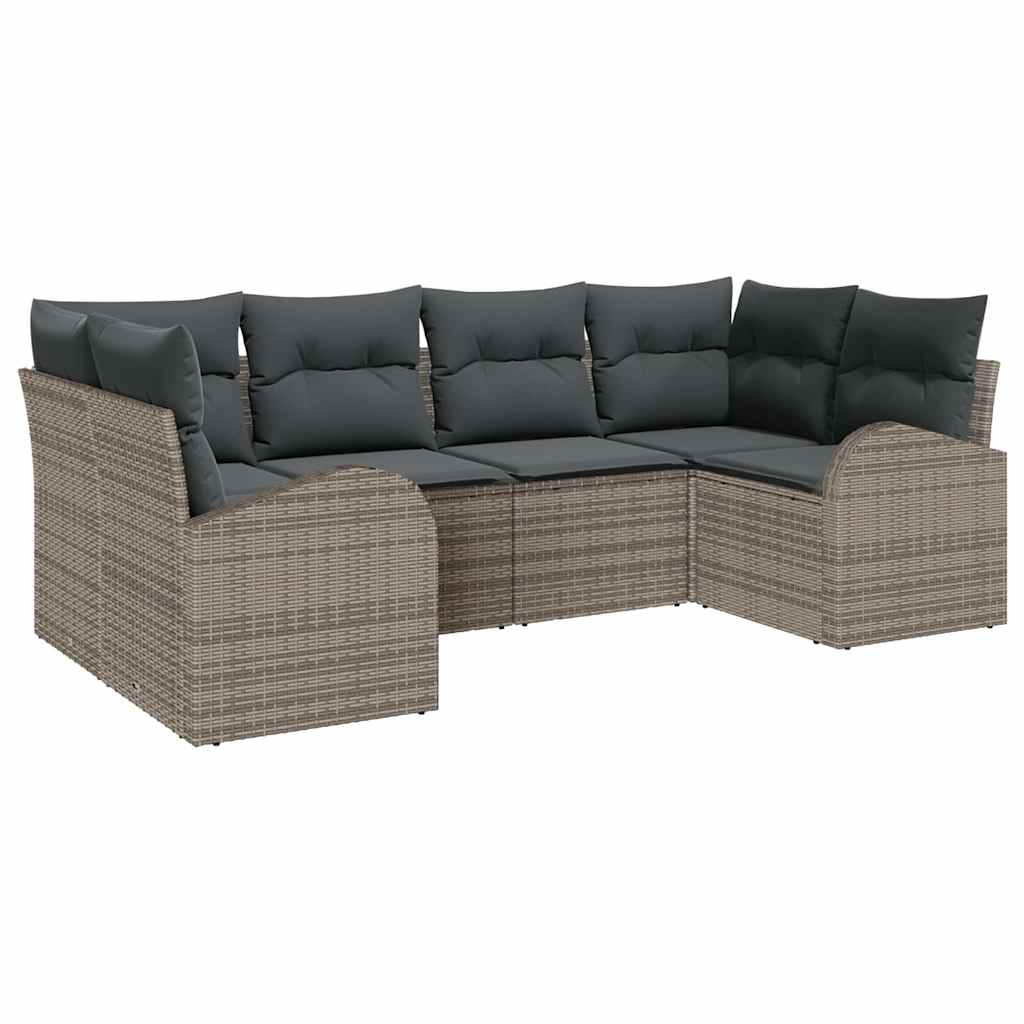 vidaXL Zestaw Sof na Ogród z poduszką 6 pcs Szary Rattan poli