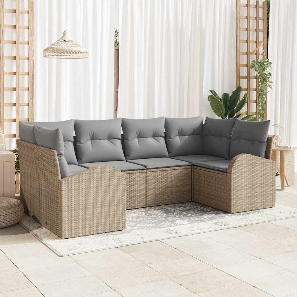 vidaXL Zestaw Sof na Ogród z poduszką 6 pcs Beżowy Rattan poli