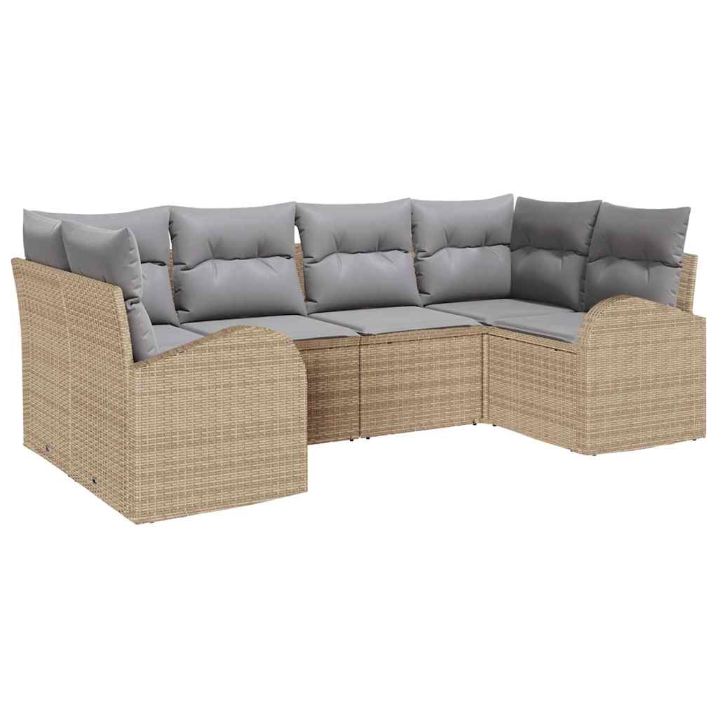 vidaXL Zestaw Sof na Ogród z poduszką 6 pcs Beżowy Rattan poli