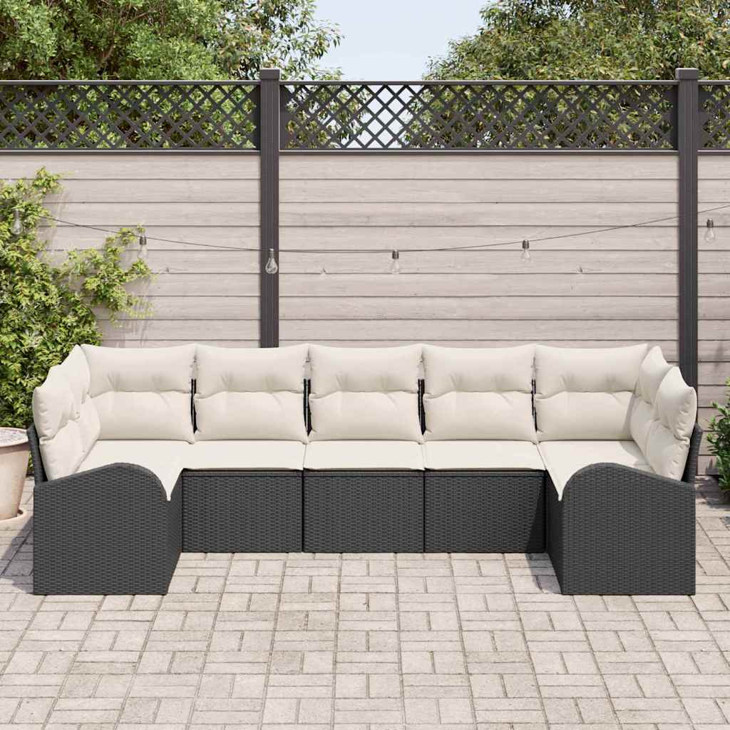 vidaXL Zestaw Sof na Ogród 7 szt. Czarny [Syntetyczny]: Rattan poli