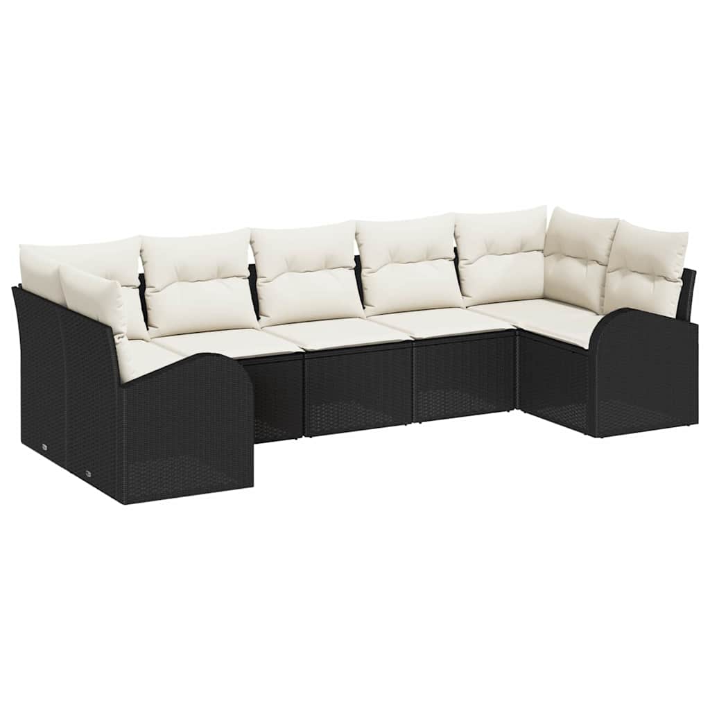 vidaXL Zestaw Sof na Ogród 7 szt. Czarny [Syntetyczny]: Rattan poli