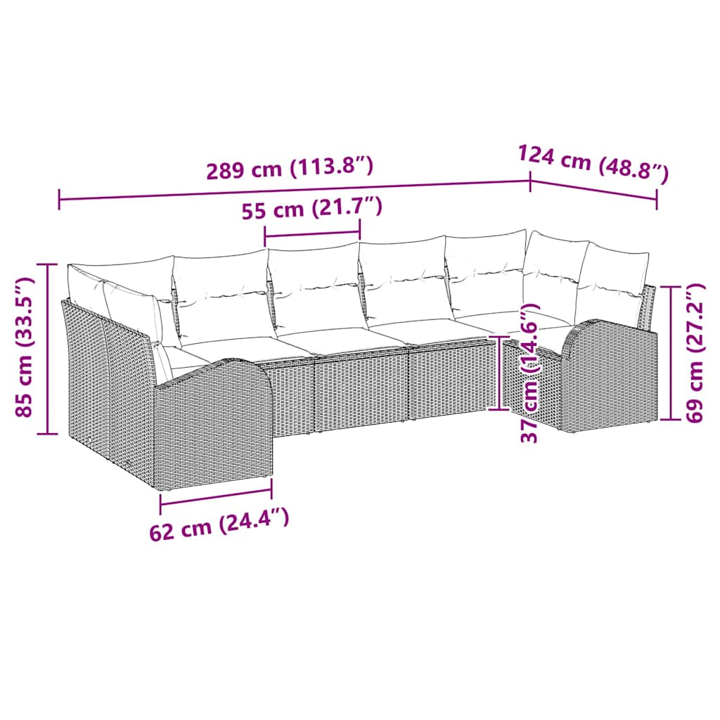 vidaXL Zestaw Sof na Ogród 7 szt. Czarny [Syntetyczny]: Rattan poli
