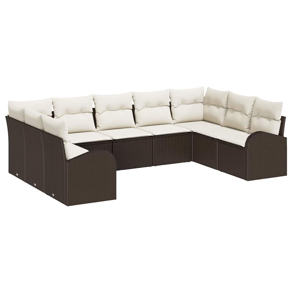vidaXL Zestaw Sof z poduszką 9 pcs Brązowy Rattan poli