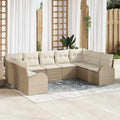 vidaXL Zestaw Sof z poduszką 9 pcs Beżowy Rattan poli