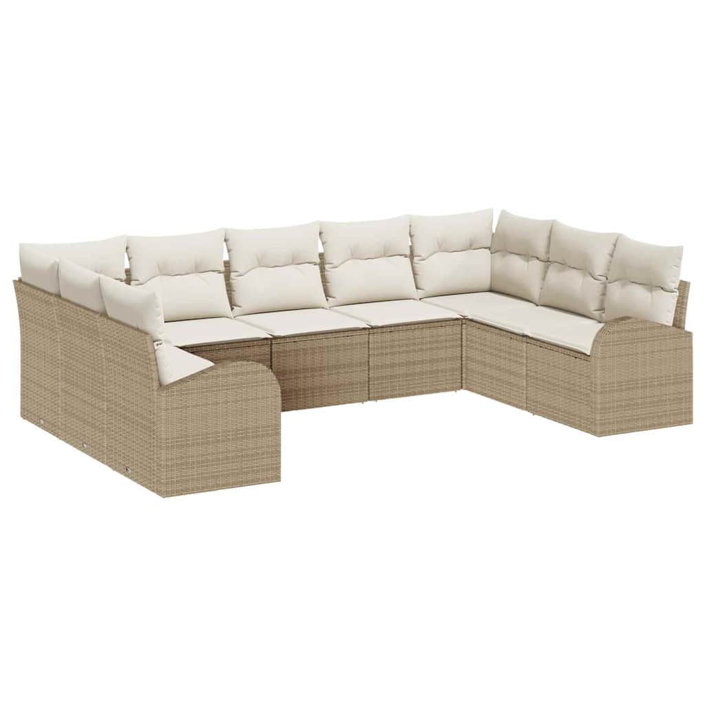 vidaXL Zestaw Sof z poduszką 9 pcs Beżowy Rattan poli