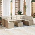 vidaXL Zestaw Sof z poduszką 10 pcs Beżowy Rattan poli