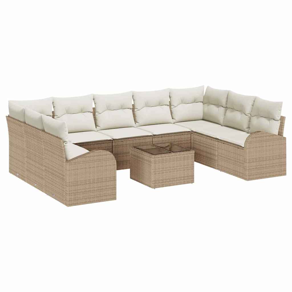 vidaXL Zestaw Sof z poduszką 10 pcs Beżowy Rattan poli