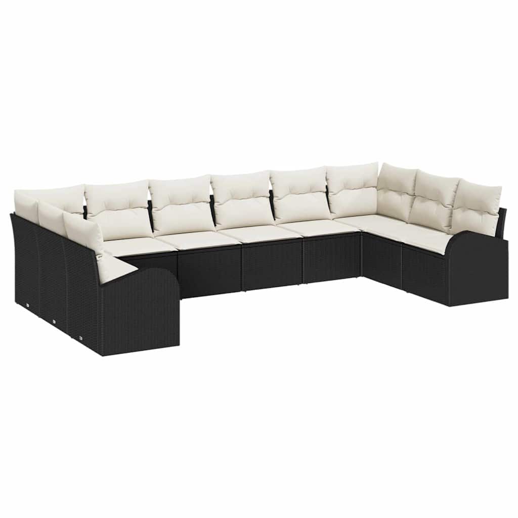 vidaXL Zestaw Sof z poduszką 10 pcs Czarny Technorattan