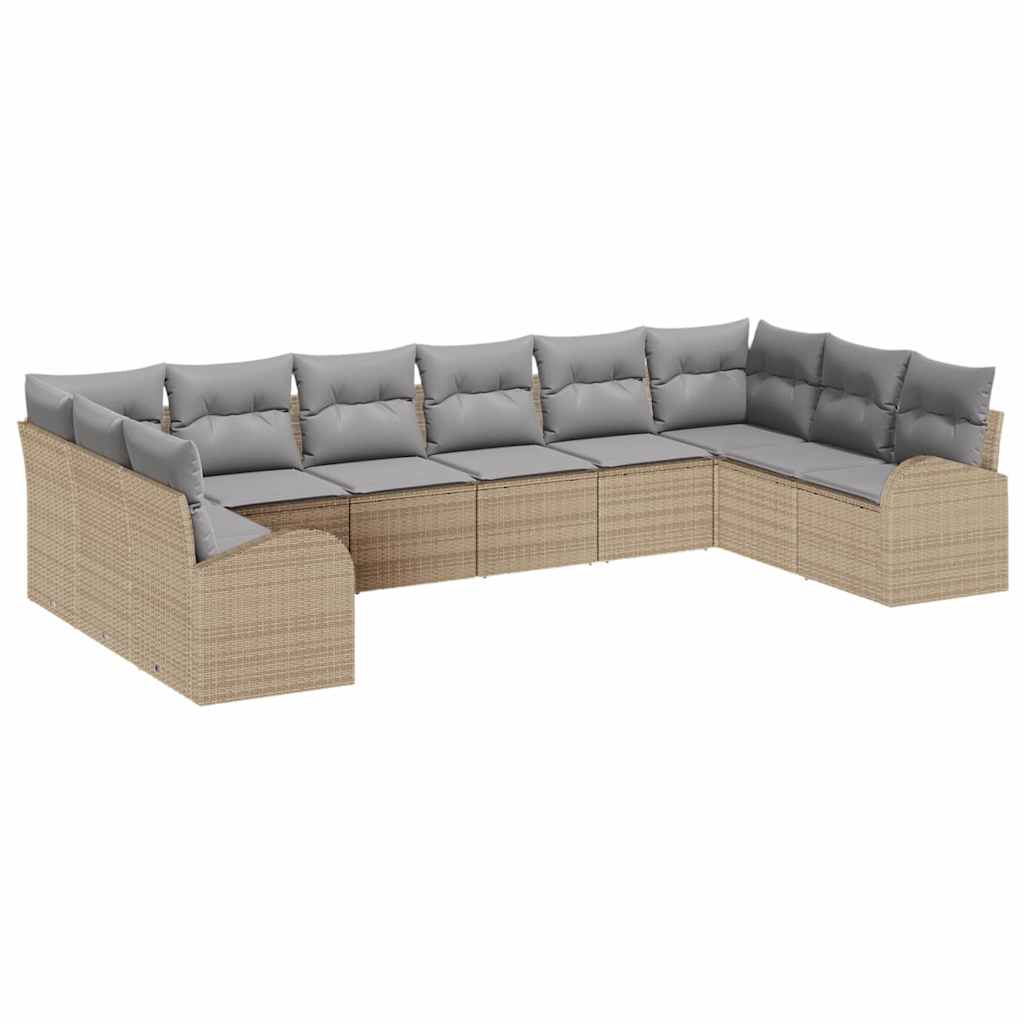vidaXL Zestaw Sof z poduszką 10 pcs Beżowy Technorattan