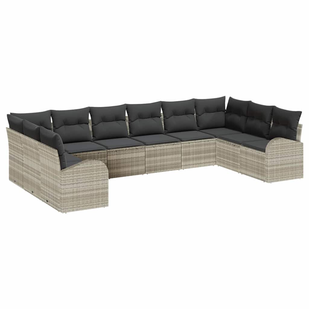 vidaXL Zestaw Sof z poduszką 10 pcs Jasnoszary Technorattan