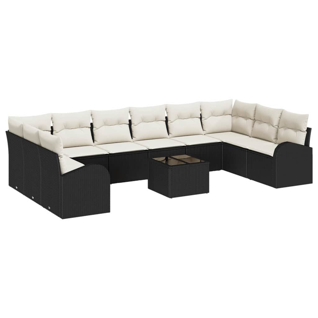 vidaXL Zestaw Sof z poduszką 11 pcs Czarny Technorattan