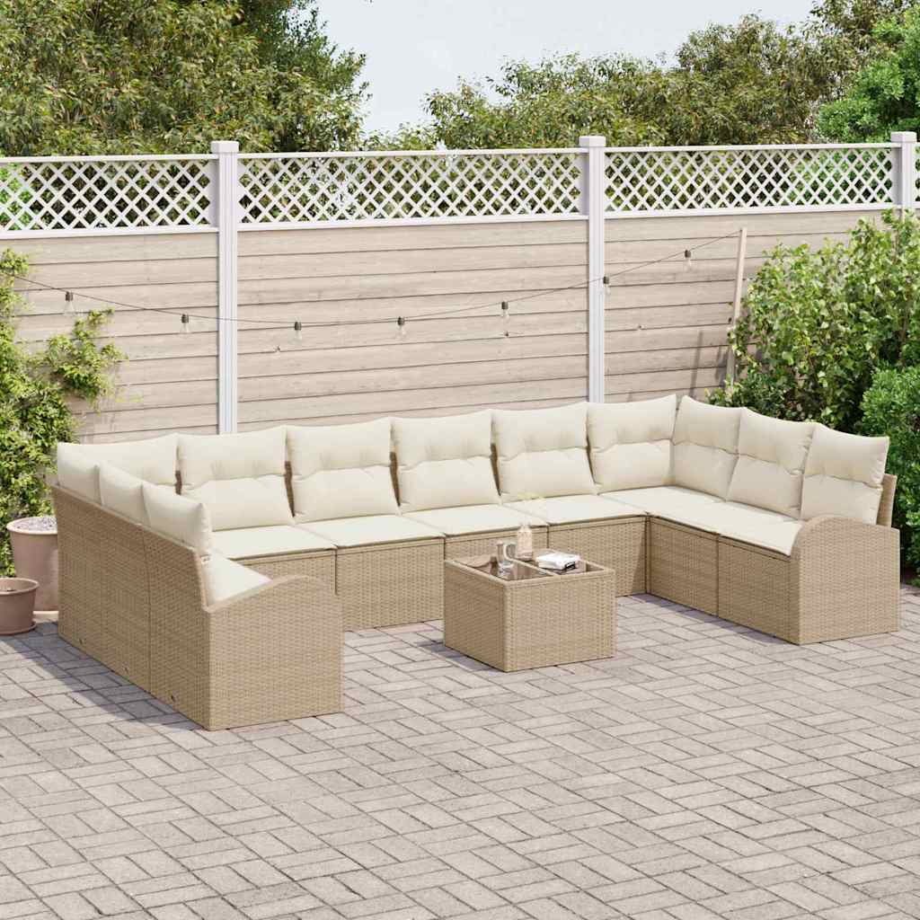 vidaXL Zestaw Sof z poduszką 11 pcs Beżowy Technorattan
