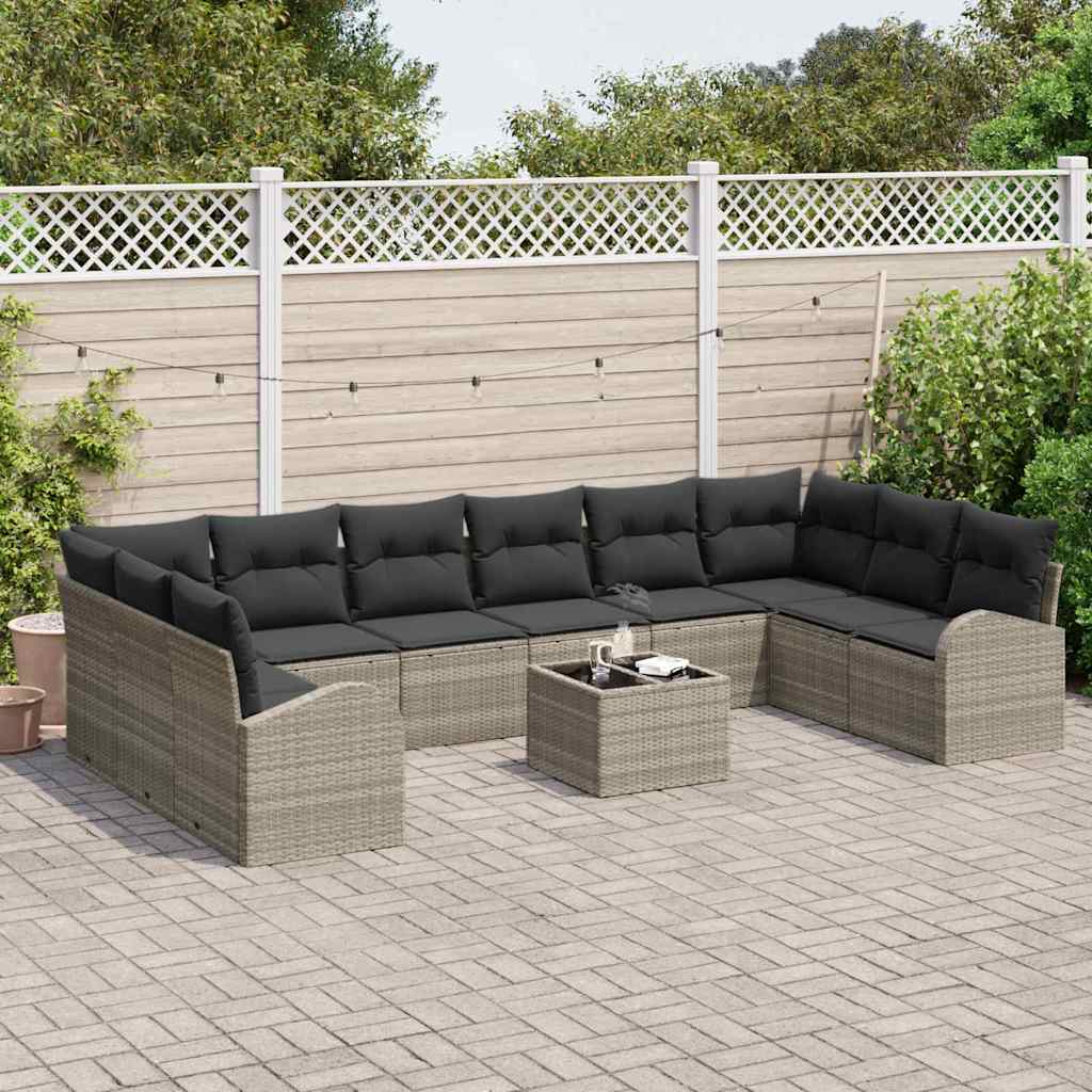 vidaXL Zestaw Sof z poduszką 11 pcs Jasnoszary Technorattan