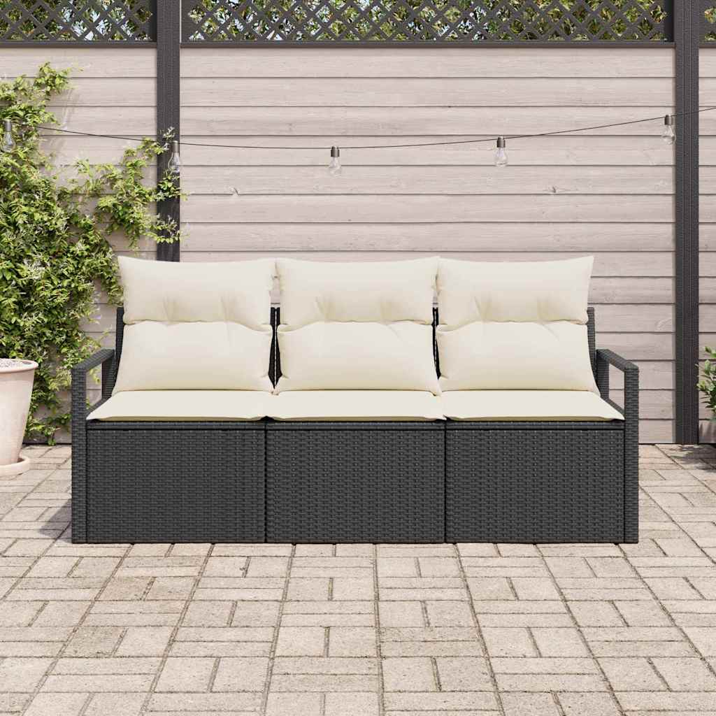 vidaXL Zestaw Sof 3 pcs Czarny polirattan